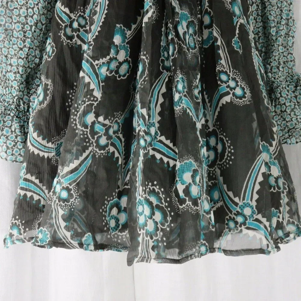 New Celia Birtwell Express 0 Gray Teal Floral Mini
